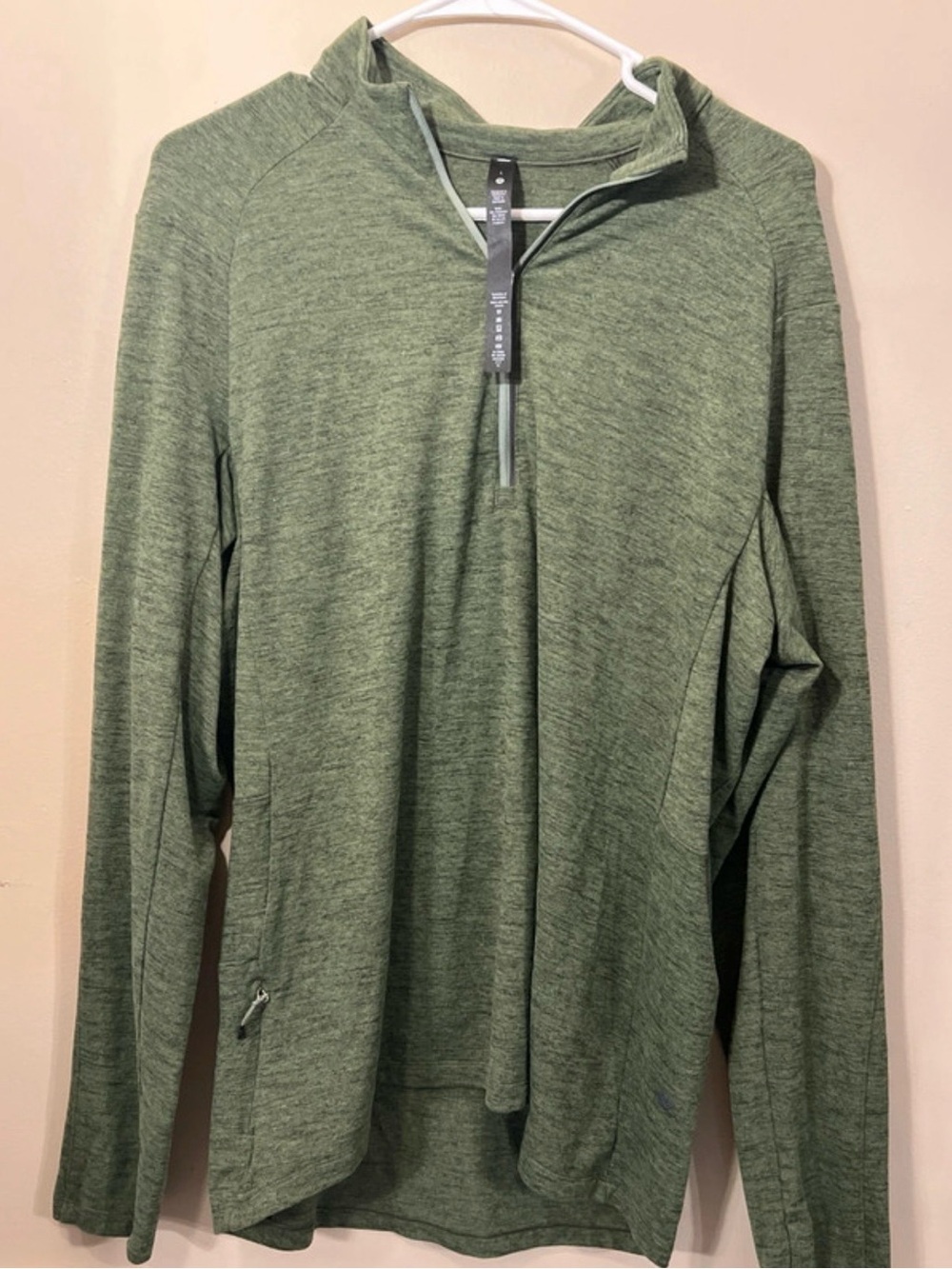lululemon athletica Men's Heathered Green Half-Zip Sweater